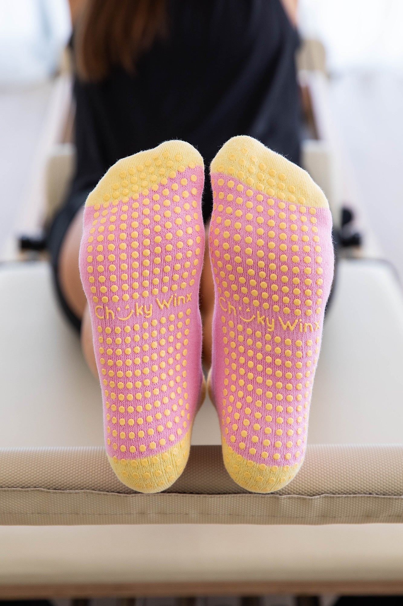 Ankle Pink and Yellow Grip Socks-Cheeky Winx