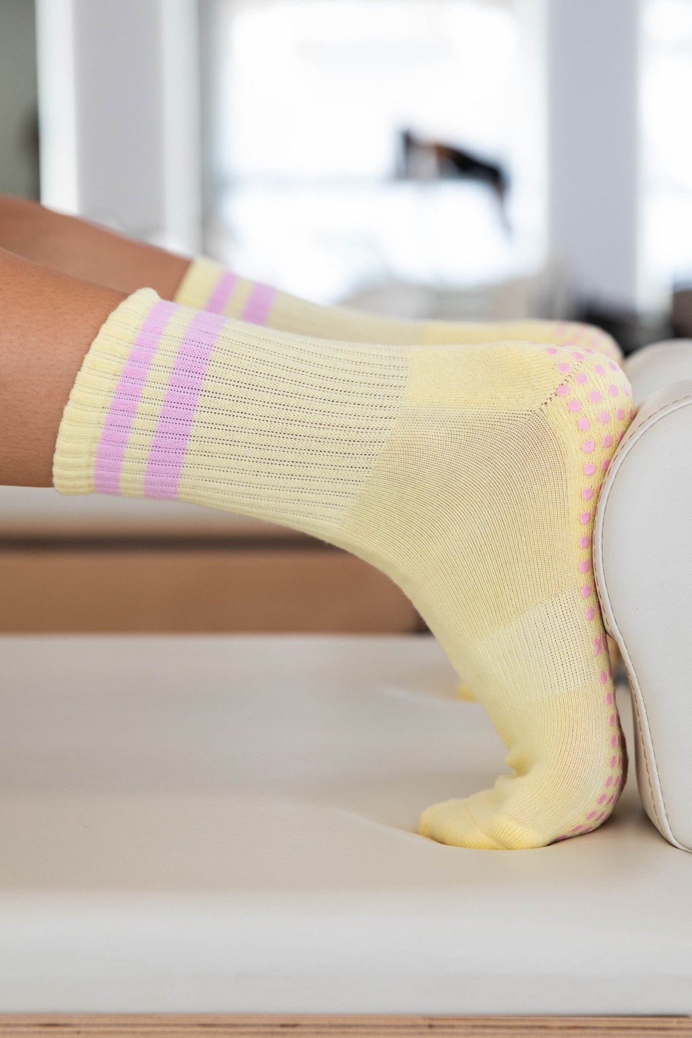 Crew Yellow and Pink Grip Socks - Cheeky Winx