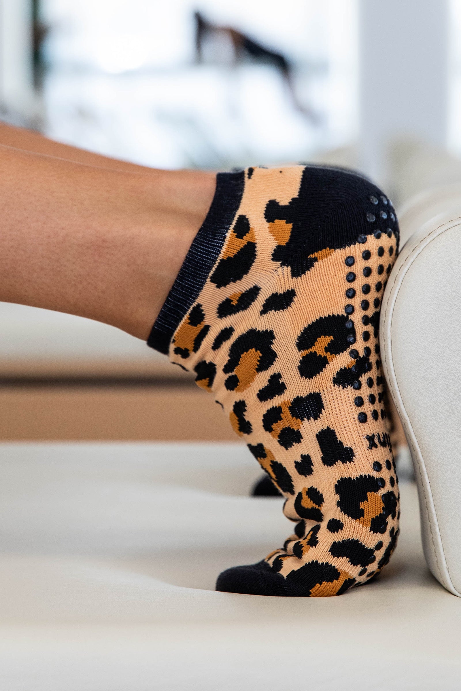 Brown Leopard Grip Socks-Cheeky Winx