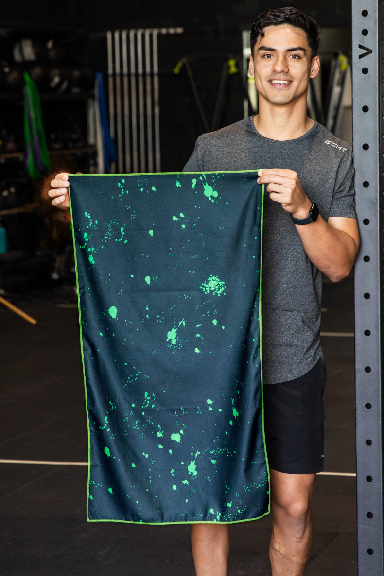 Green Paint Splatter Gym Towel-Cheeky Winx