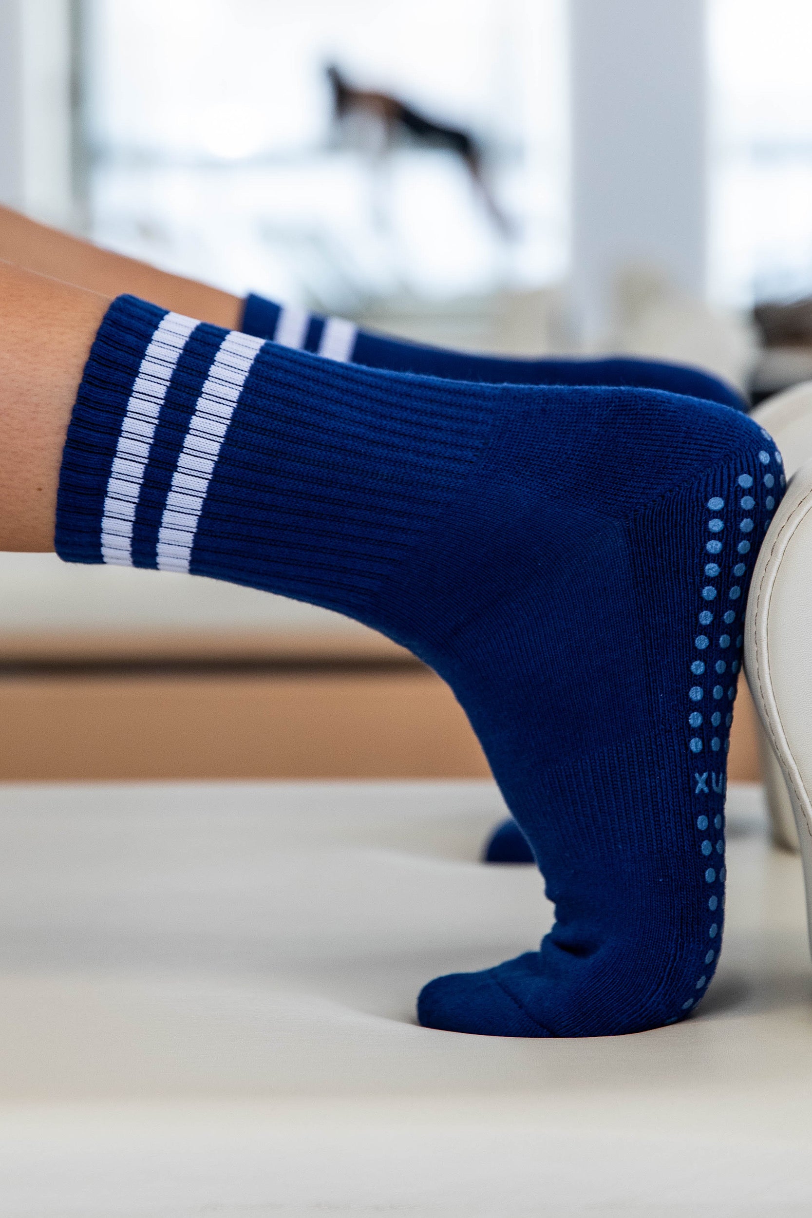 Navy Crew Grip Socks