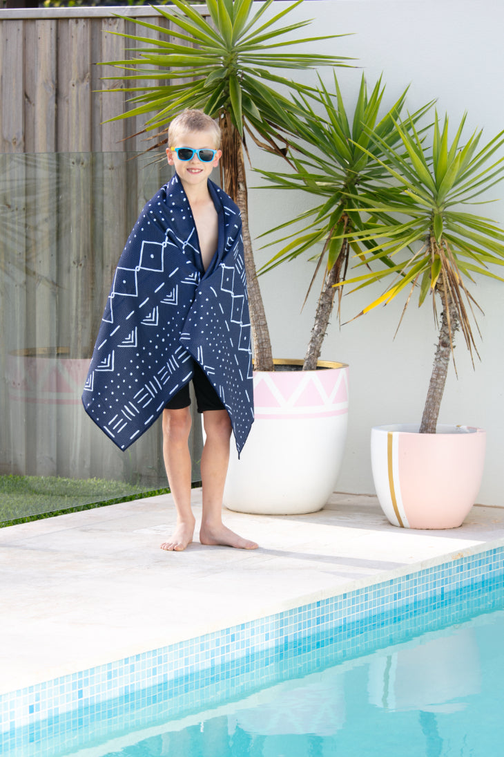 Navy Blue Kids Beach Towel ersonalised Cheeky Winx