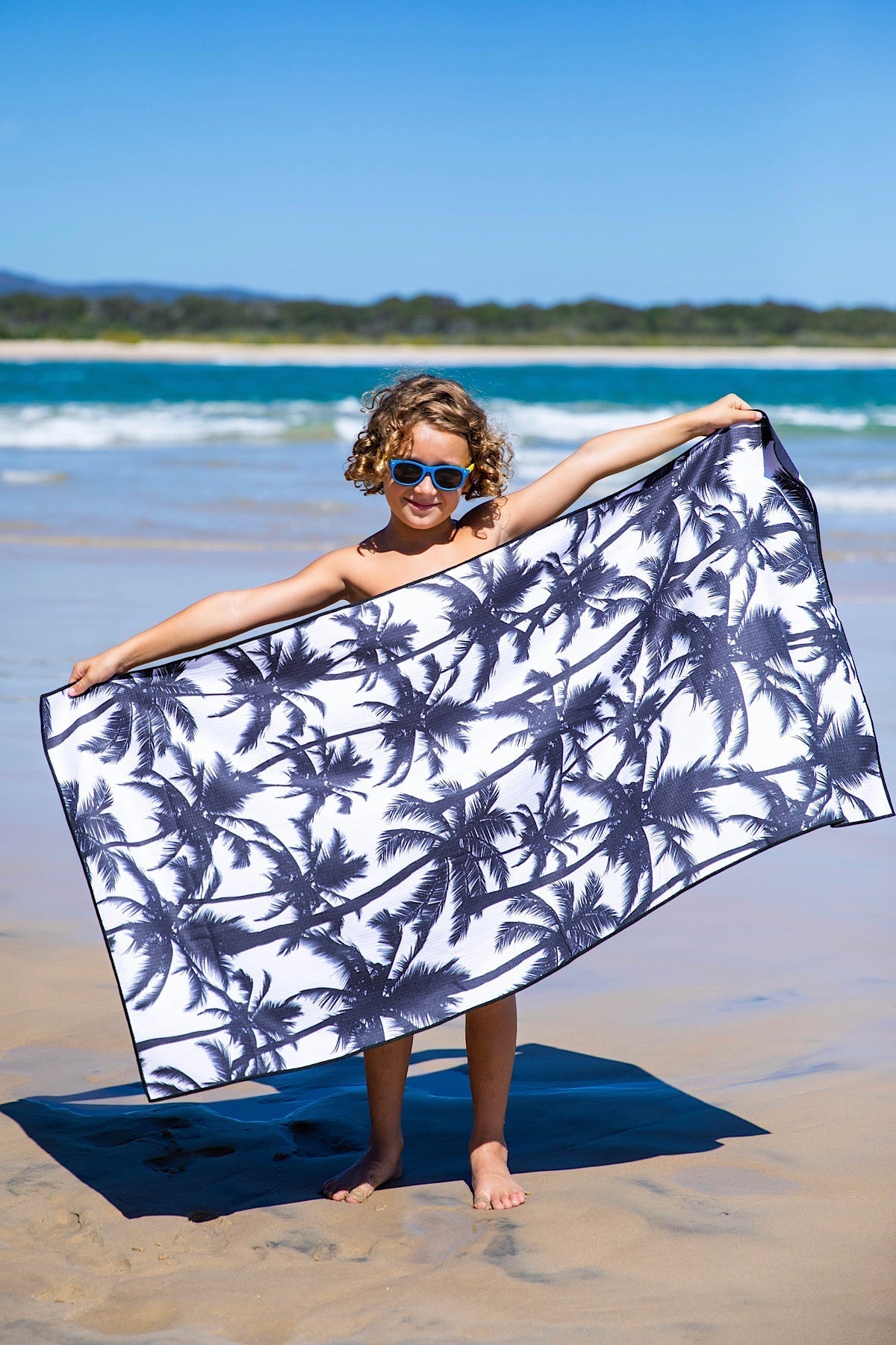 Kids Black Palm Trees Beach Towel-Cheeky Winx