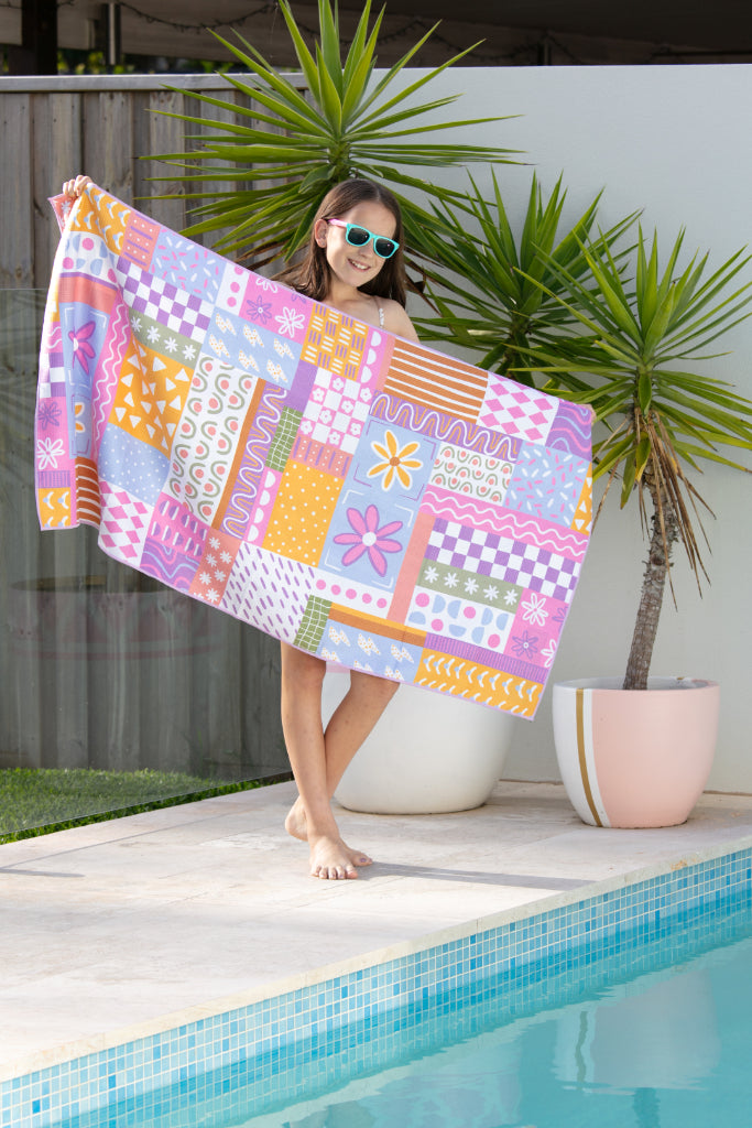 Kids Patchwork Beach Towel-Cheeky Winx