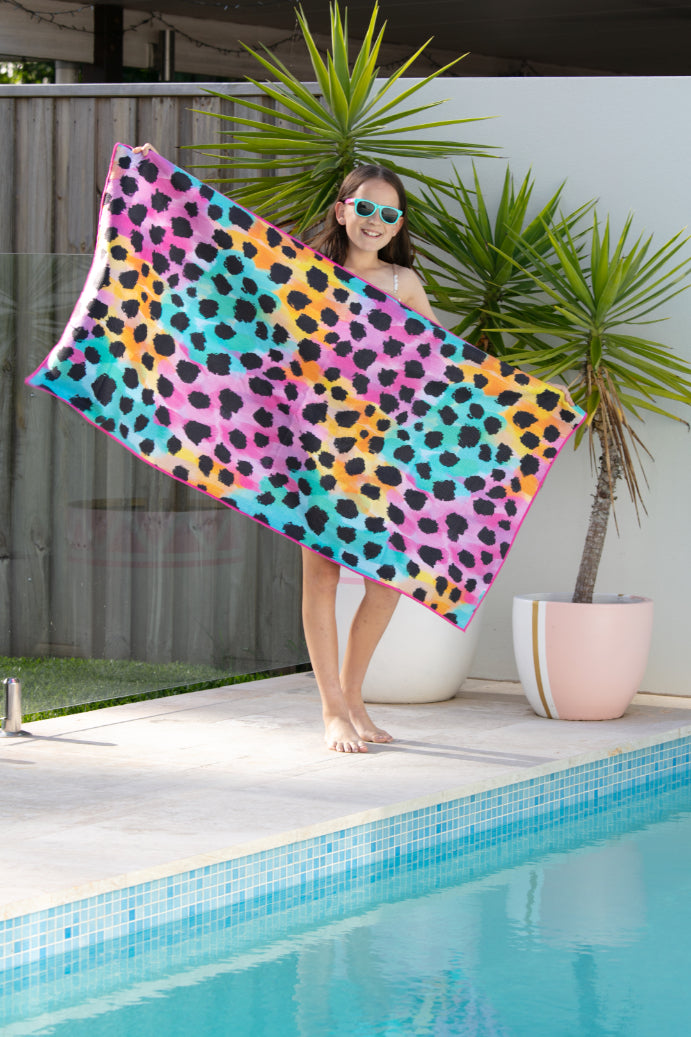Kids Trio Cheetah x Inky Soda Beach Towel-Cheeky Winx