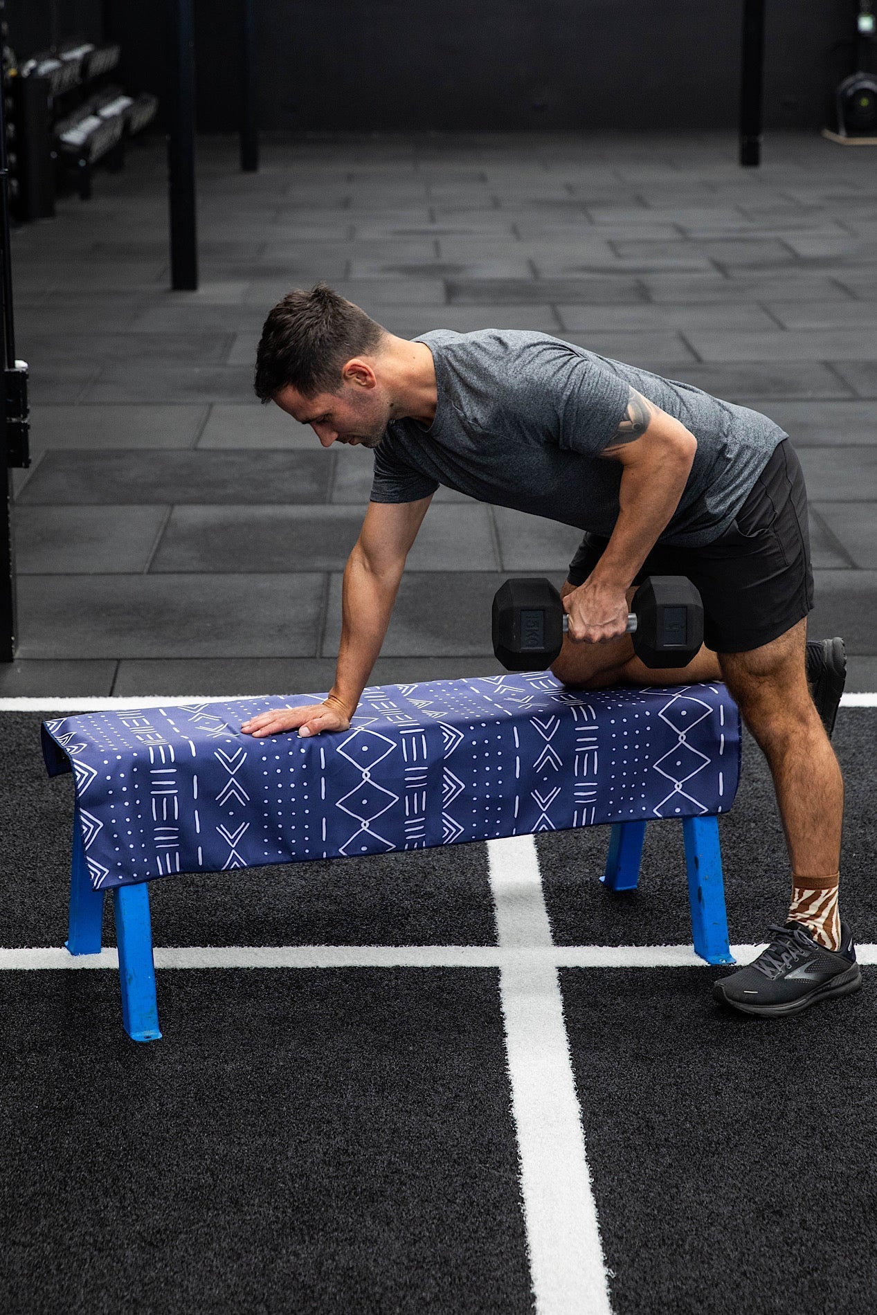 Aztec Blue quick-dry gym towel 90x50cm reversible by Cheeky Winx Australia