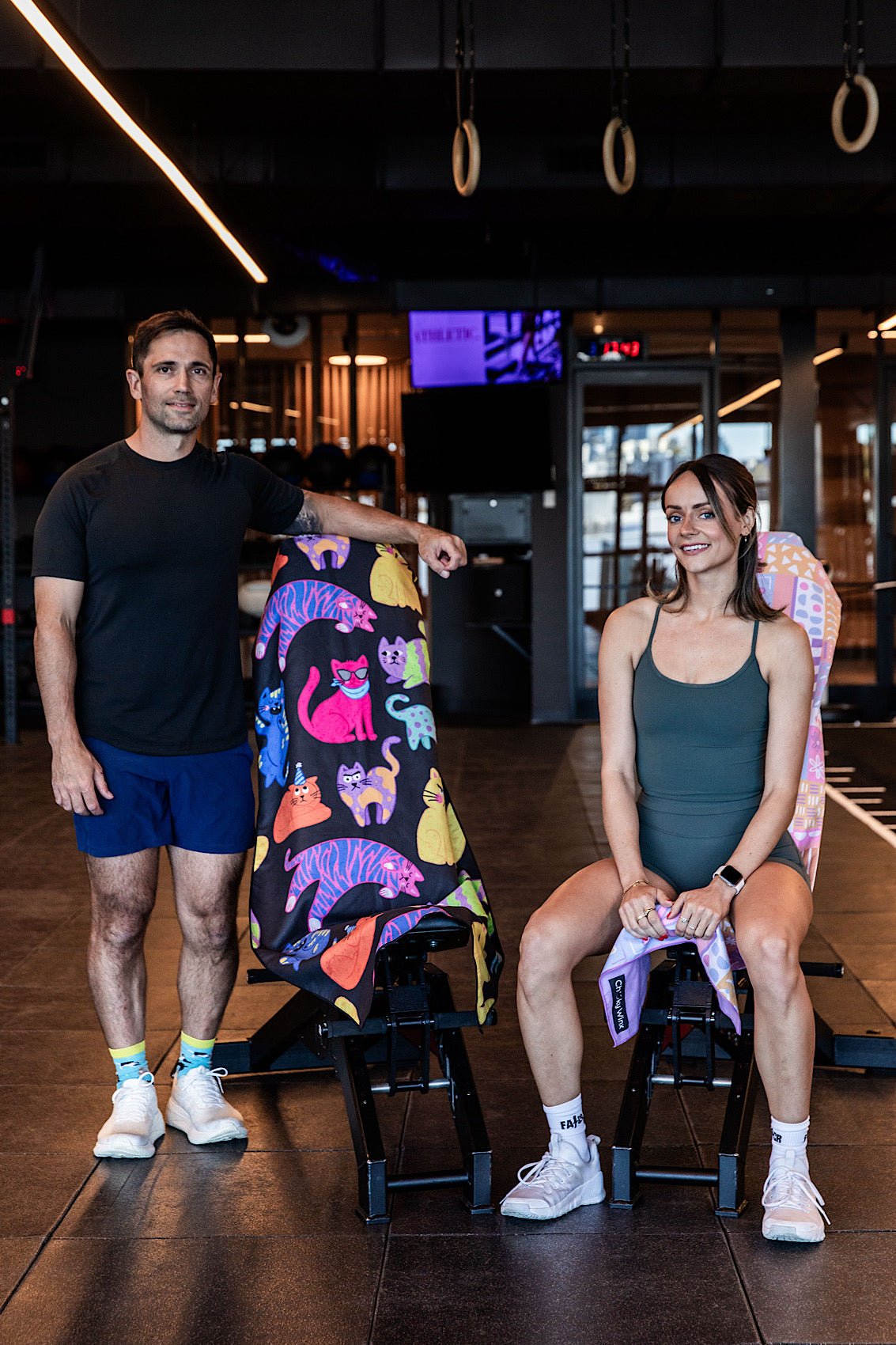 Hooded Neon Cats X Teggun Gym Towel - Cheeky Winx